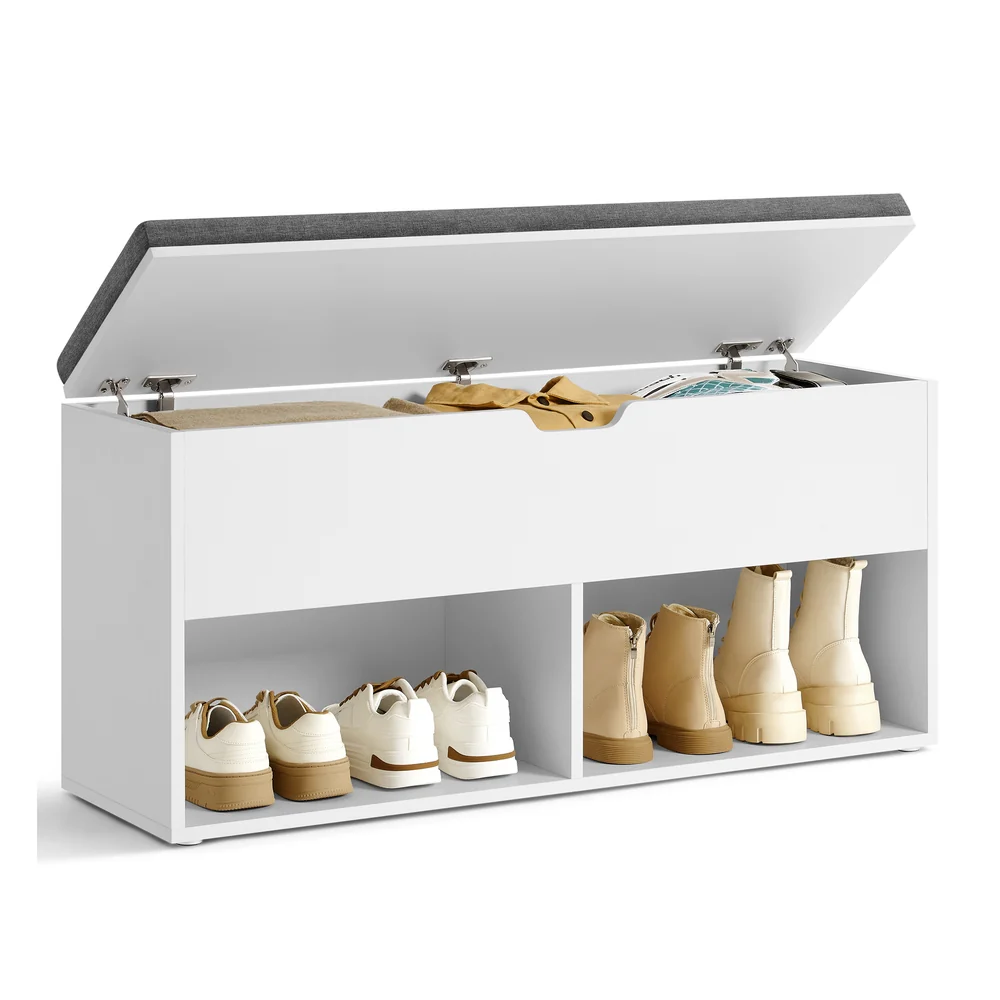Shoe Bench White and Gray