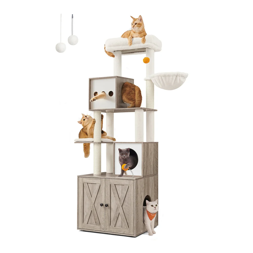 72.8" Tall 2-in-1 Cat Tree with Scratching Posts - Image 2