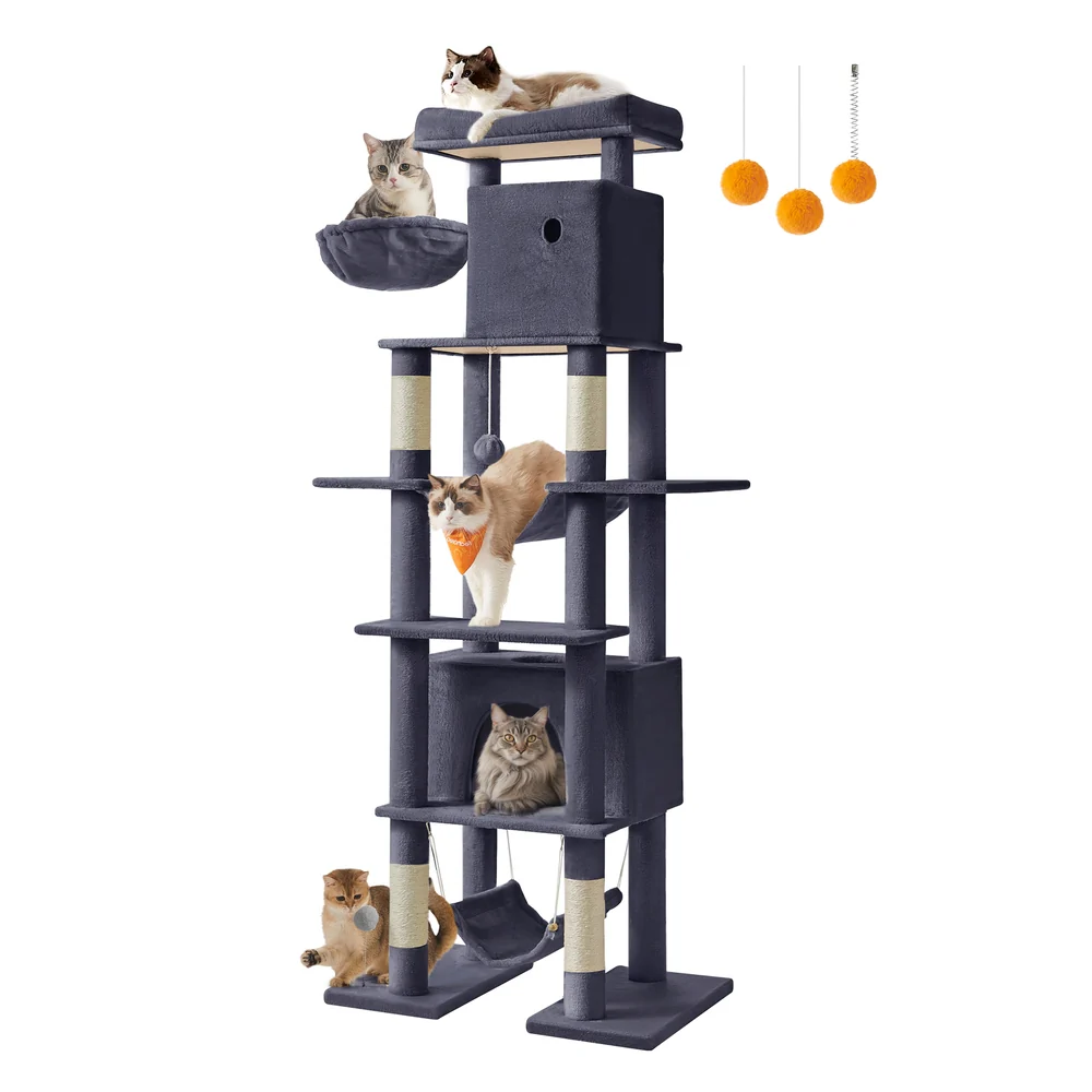 79.1 Inch Tall Cat Tree, XXL Large Cat Tower - Image 2