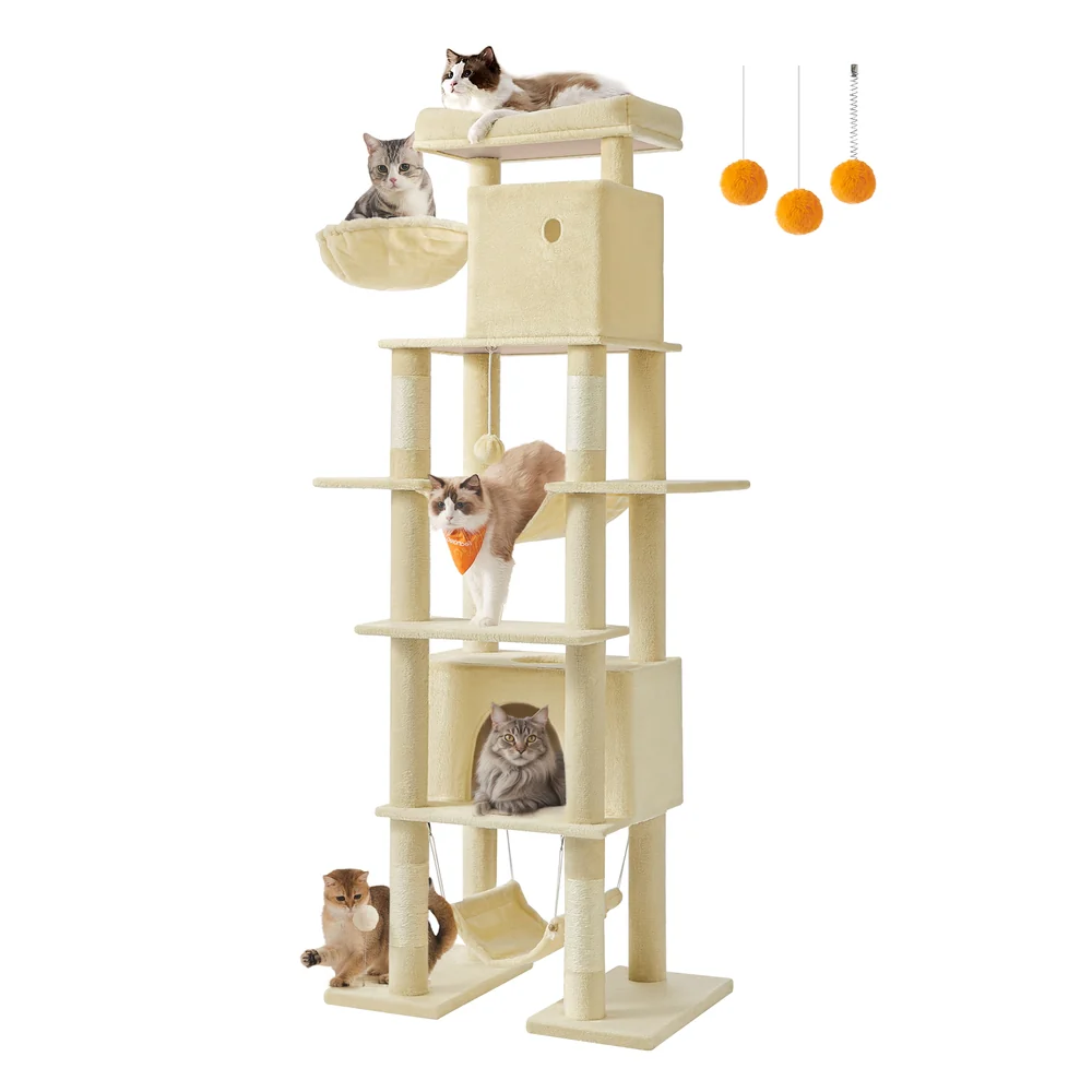 79.1 Inch Tall Cat Tree, XXL Large Cat Tower - Image 3