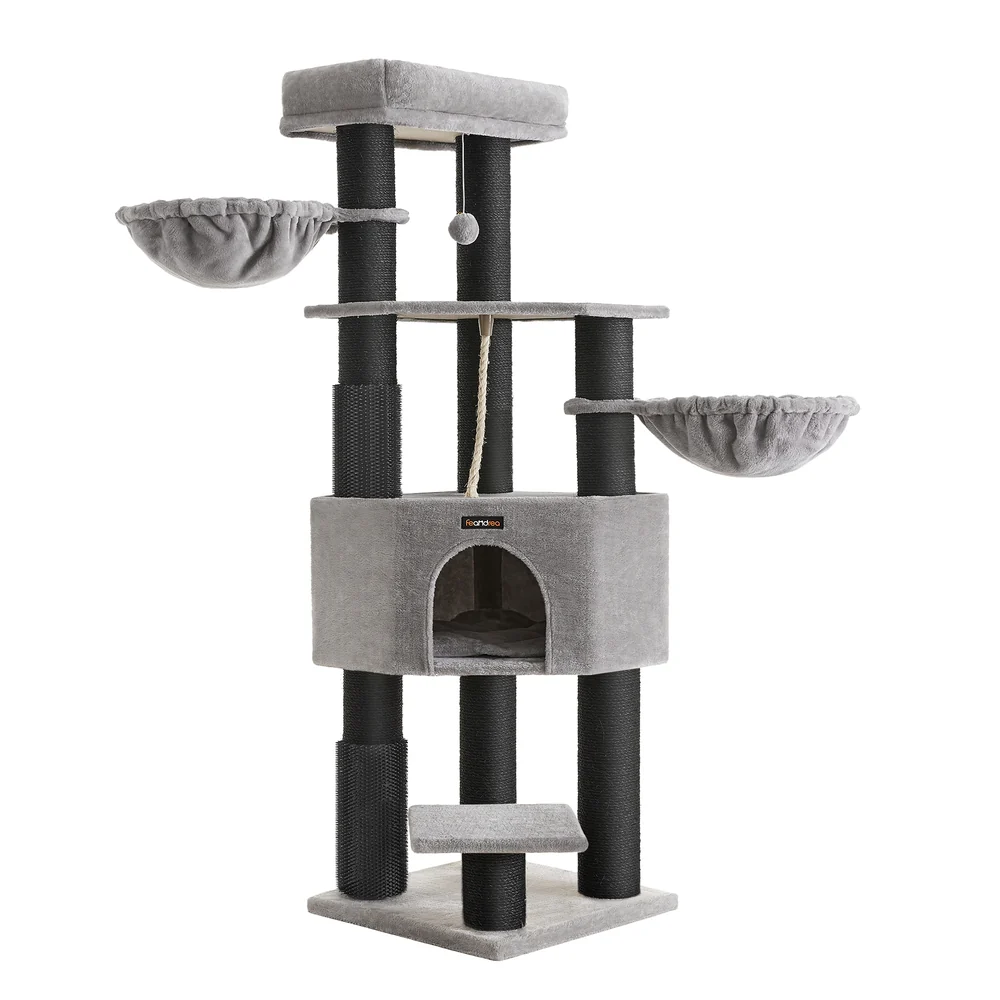 63" Tall Heavy-Duty Cat Tower with 9 Scratching Posts