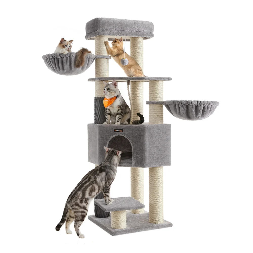 63" Tall Heavy-Duty Cat Tower with 9 Scratching Posts - Image 2