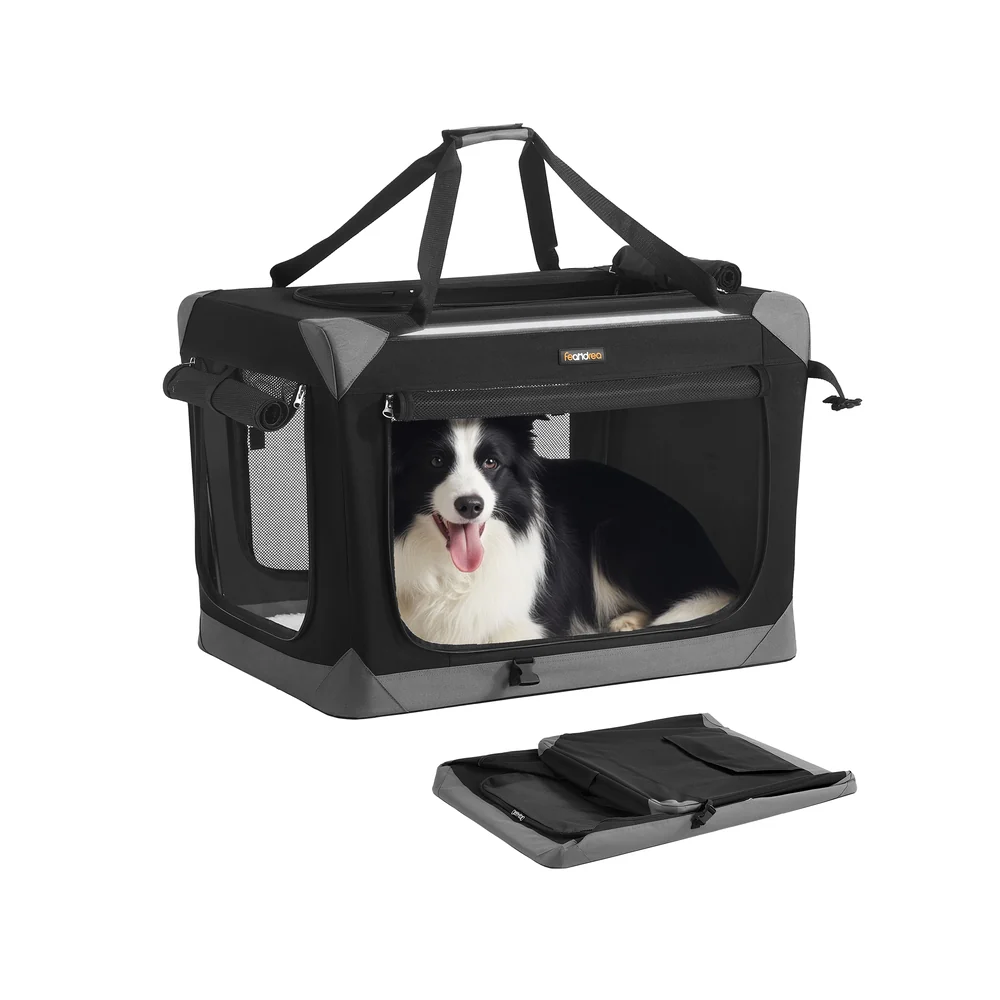 Collapsible fabric dog crate with mesh doors for travel - Image 2