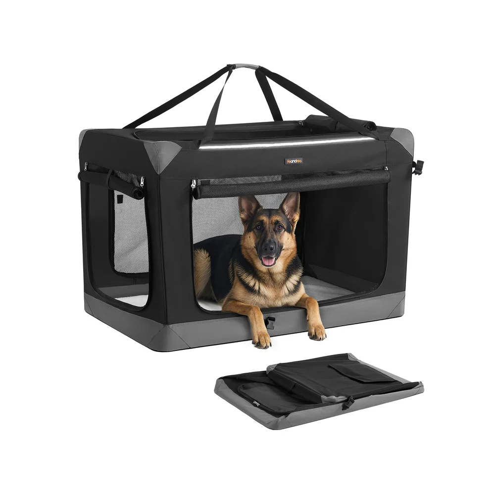 Collapsible fabric dog crate with mesh doors for travel - Image 4