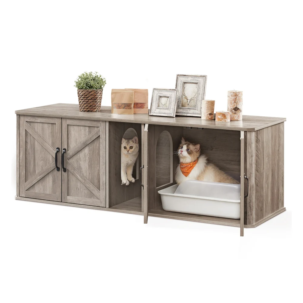 Double Cat Litter Box Enclosure for 2 Cats