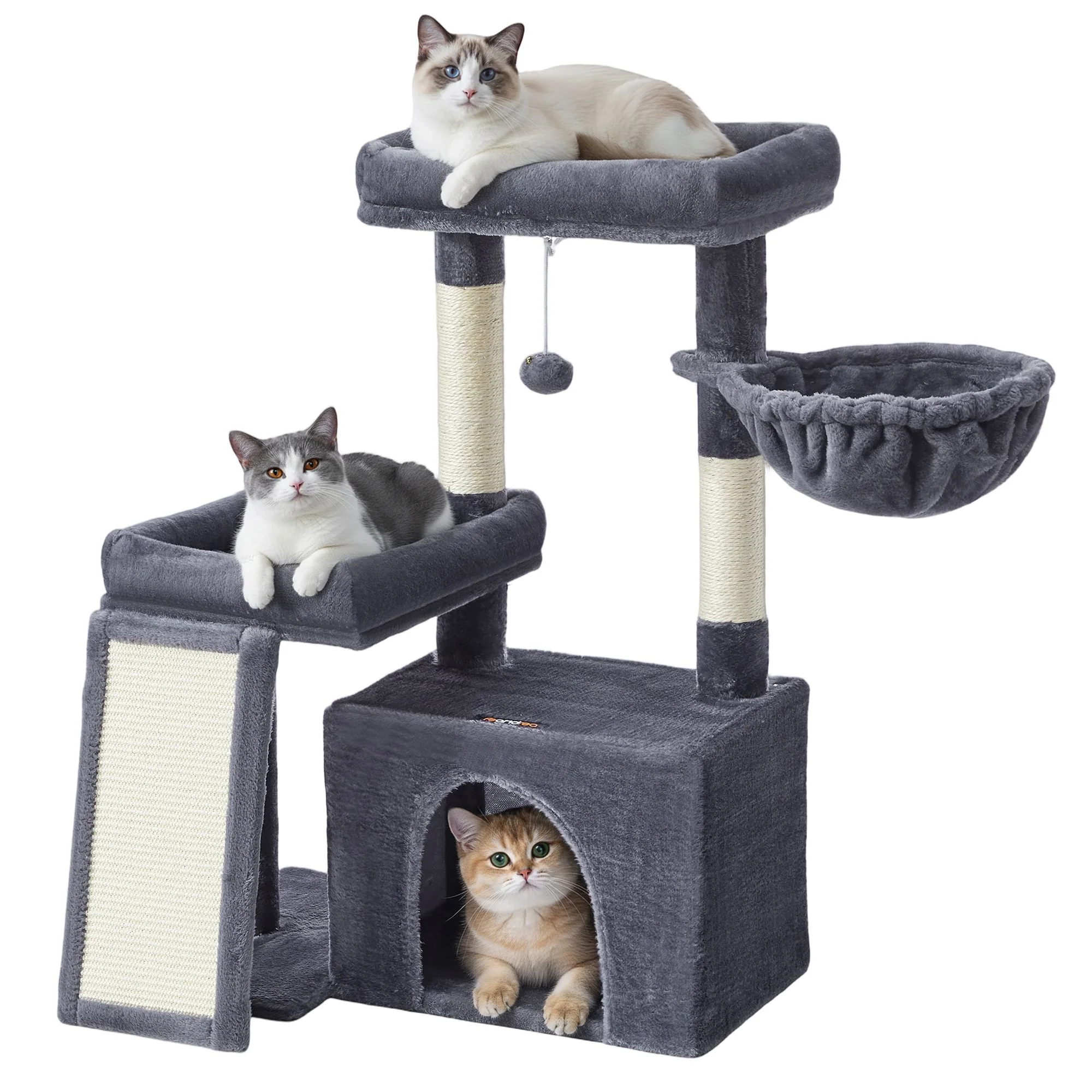 Feandrea Cat Tree, Cat Tower Condo with Scratching Posts and Ramp - Image 2