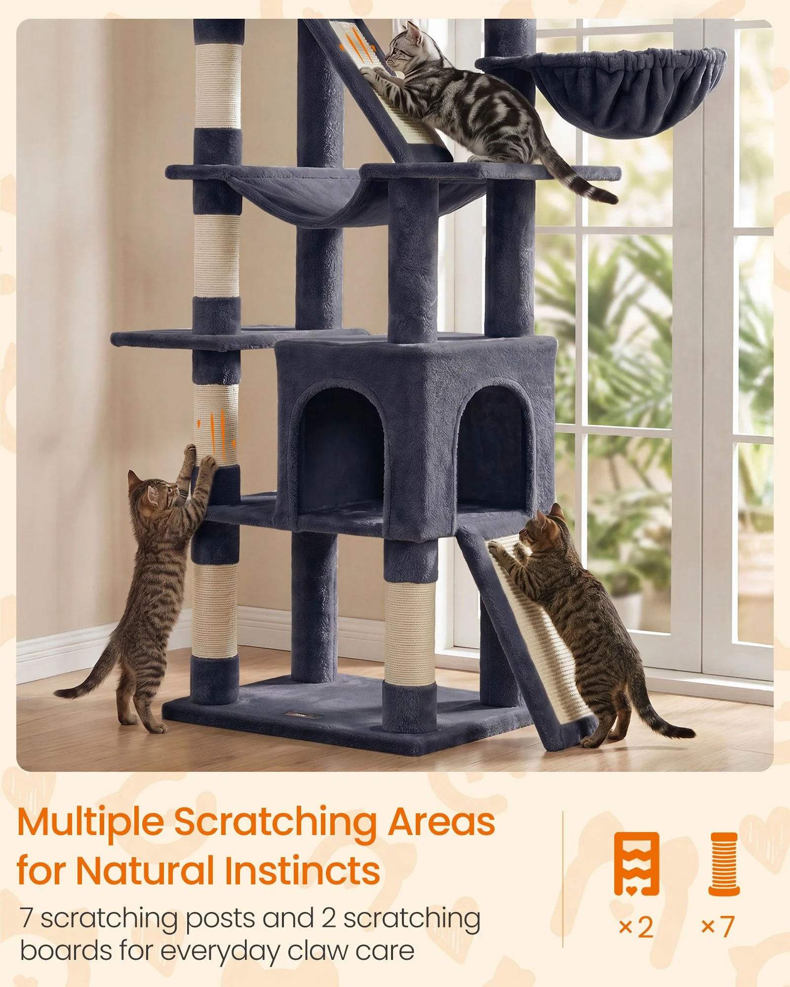 Feandrea Cat Tree with Sisal Scratching Posts - Image 2
