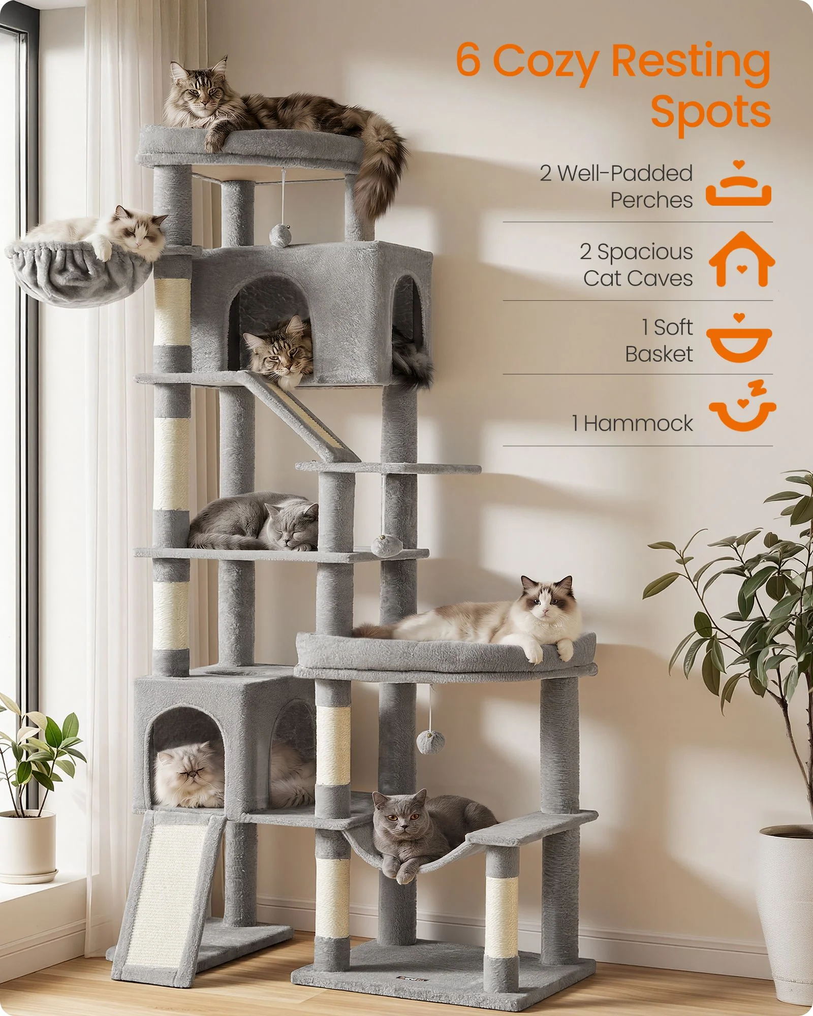 Feandrea Multi-Level Cat Tree for Large Cats