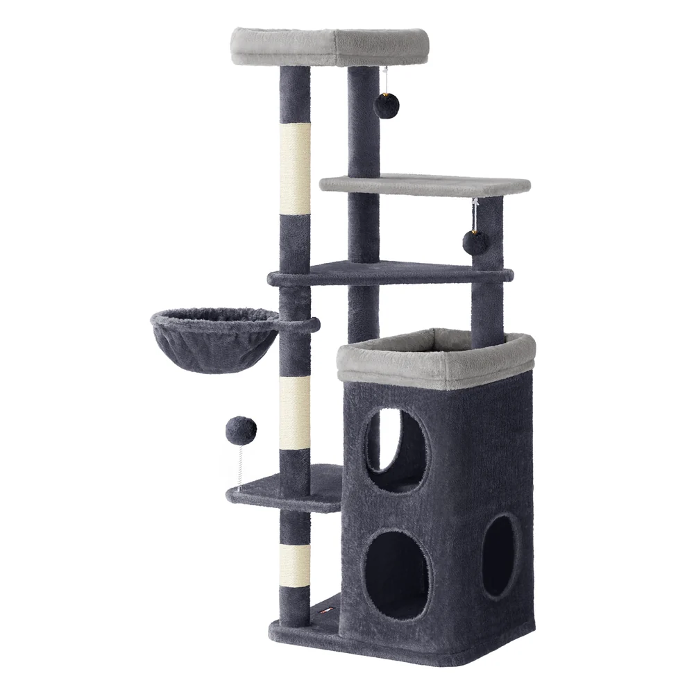 Feandrea Tall Cat Tree Tower, Multiple-Level Cat Condo with 2 Caves - Image 2