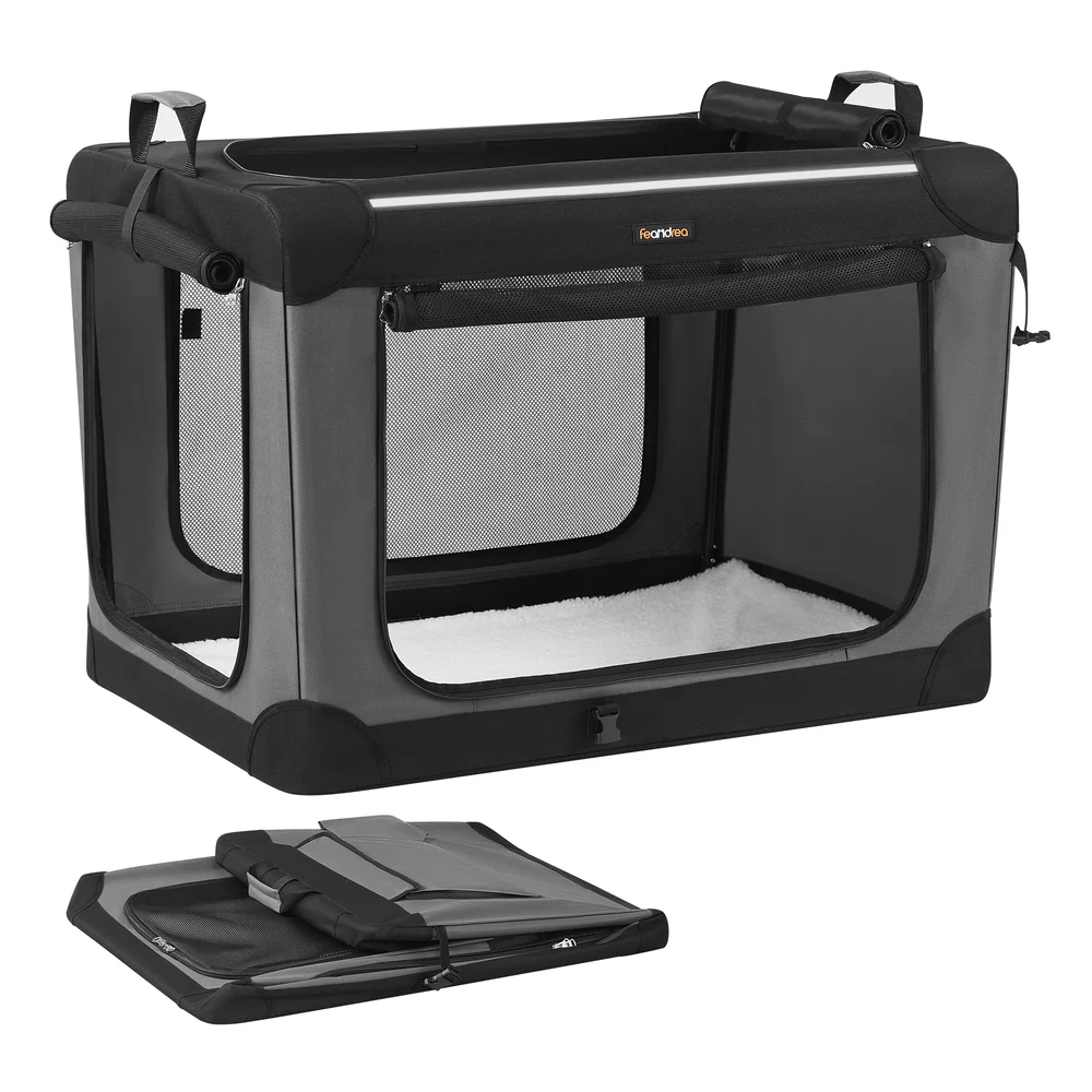 Portable Oxford Fabric Dog Crate with Multiple Features - Image 3