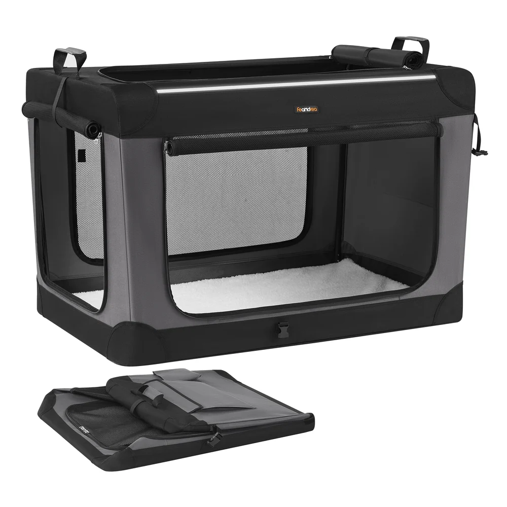 Portable Oxford Fabric Dog Crate with Multiple Features - Image 4