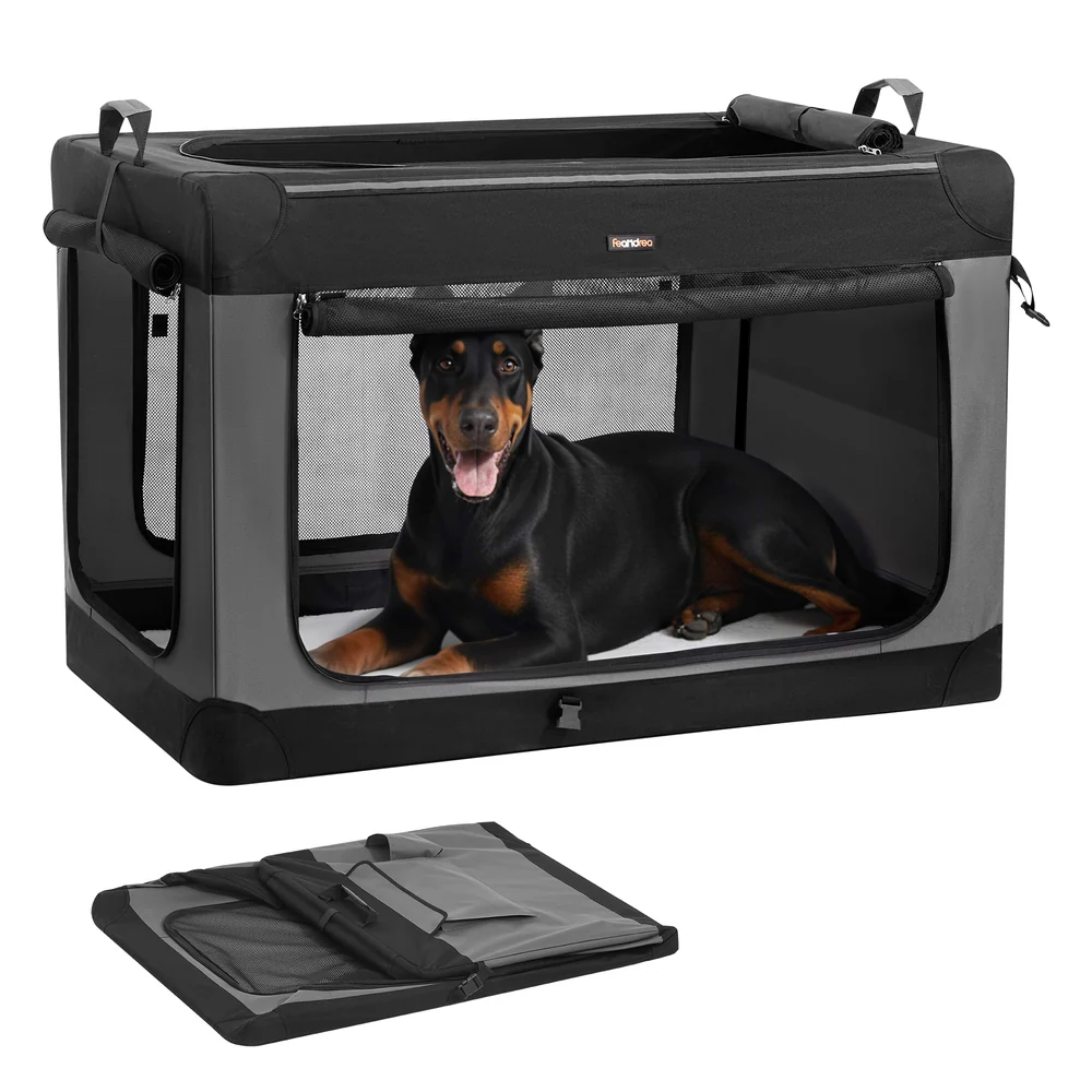 Portable Oxford Fabric Dog Crate with Multiple Features - Image 6