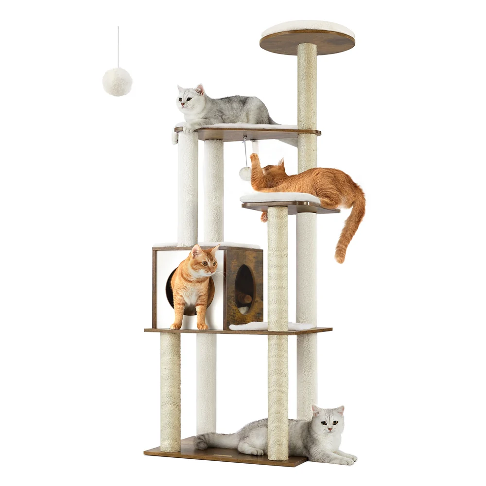 WoodyWonders 65-Inch Multi-Level Cat Tree
