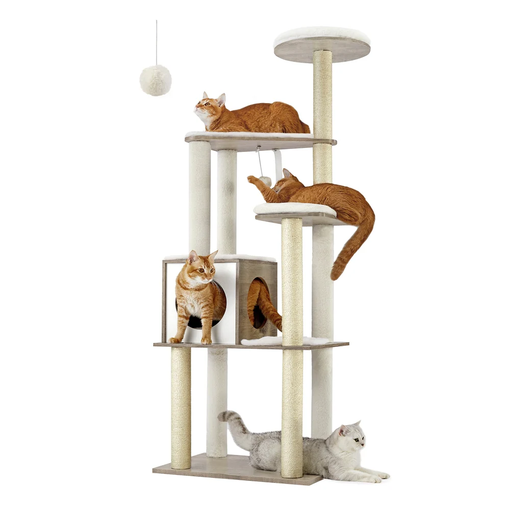 WoodyWonders 65-Inch Multi-Level Cat Tree - Image 2