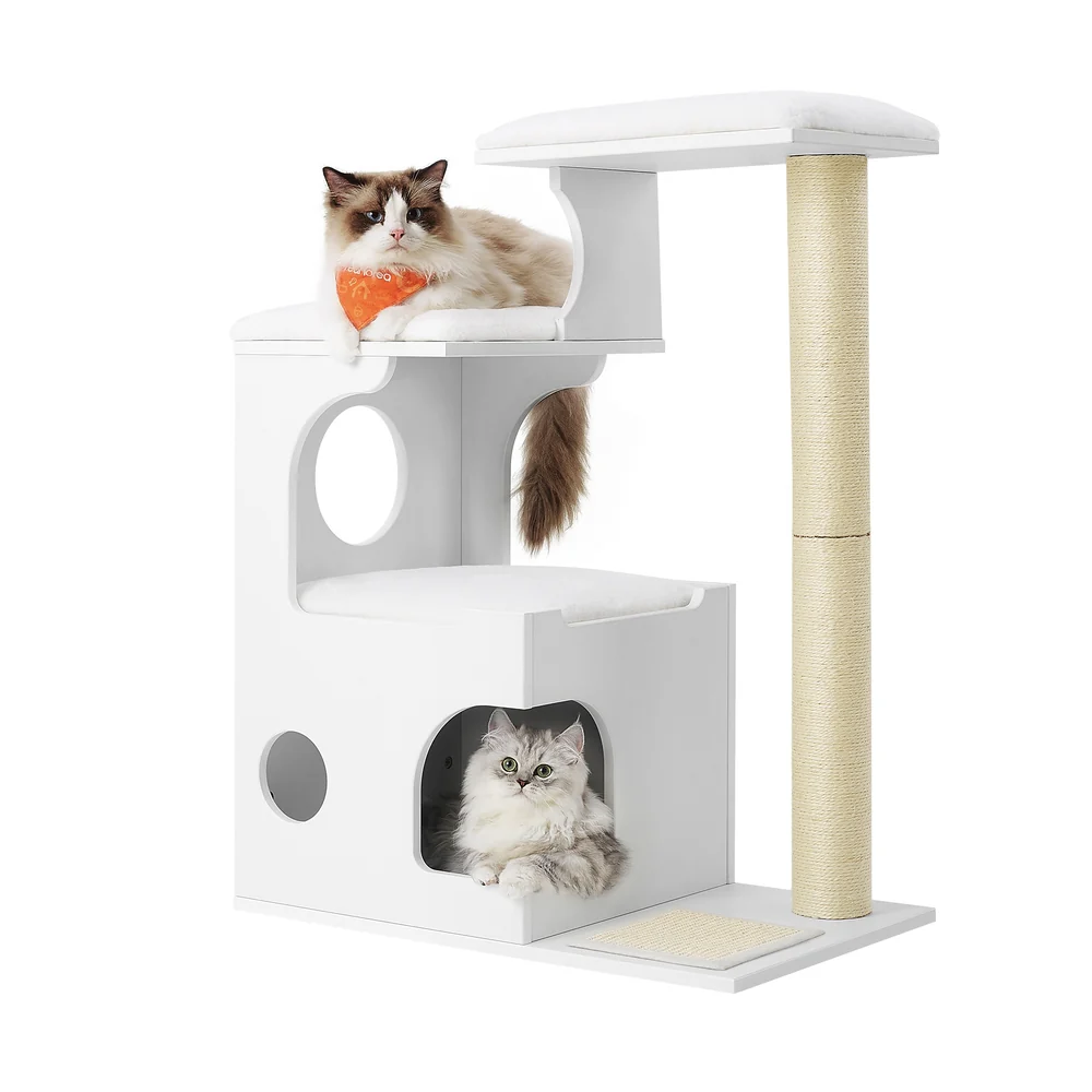 WoodyWonders Cat Tree with Scratching Post and Mat