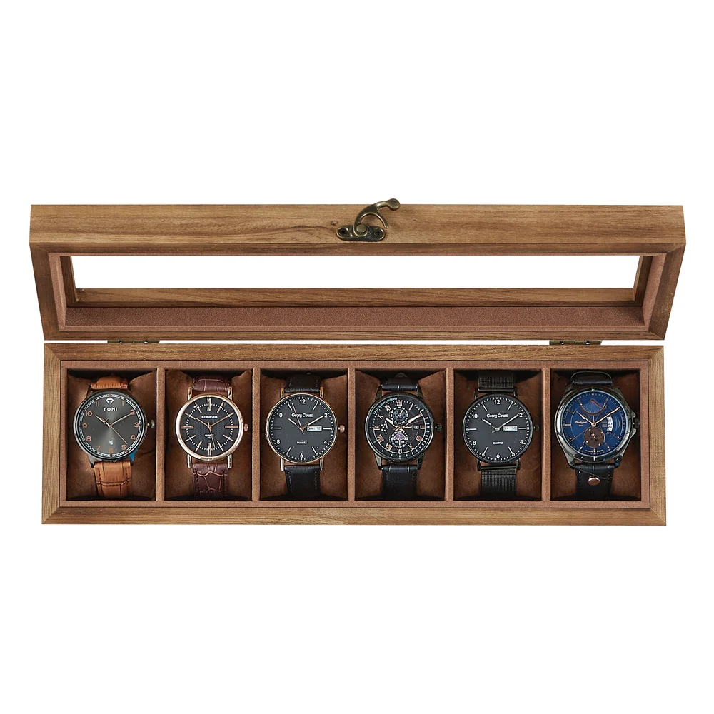 Wood Watch Box with Glass Lid