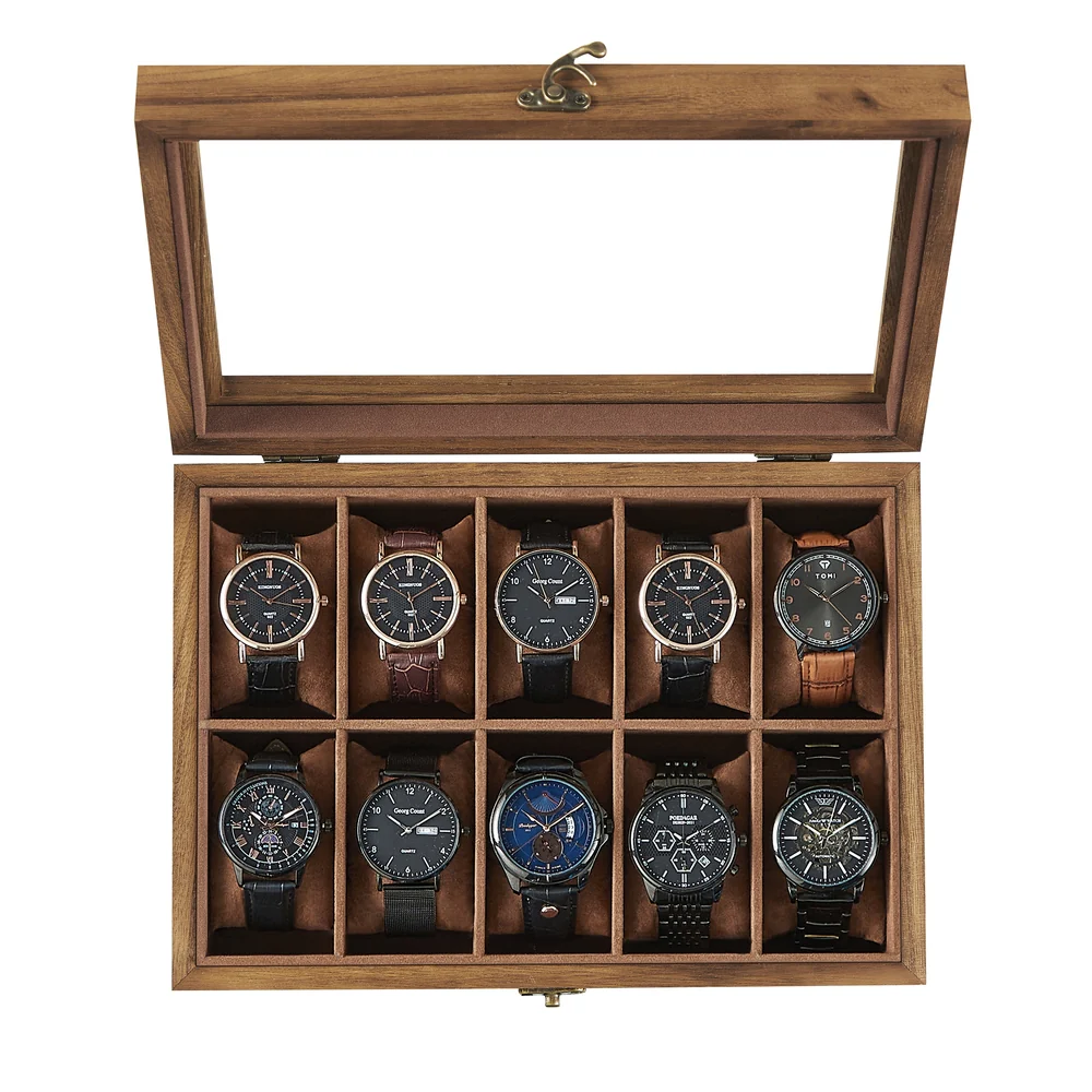 Wood Watch Box with Glass Lid - Image 2