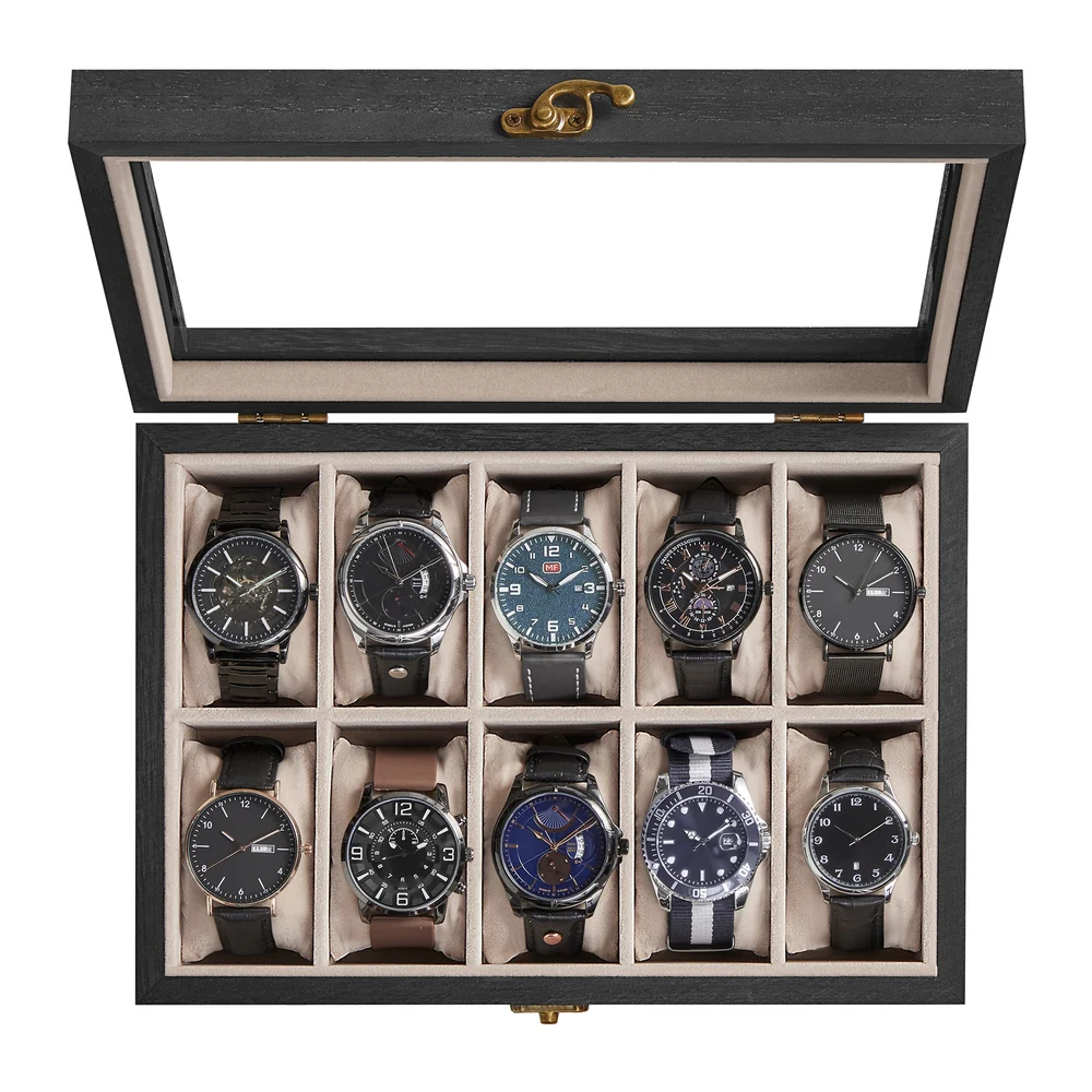 Wood Watch Box with Glass Lid - Image 3