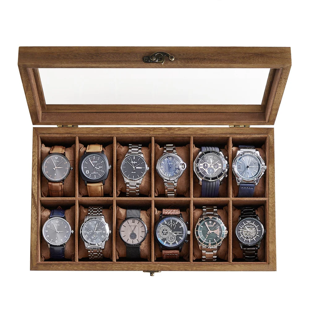 Wood Watch Box with Glass Lid - Image 4