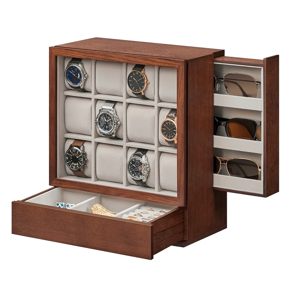 12-Slot Wooden Watch Box