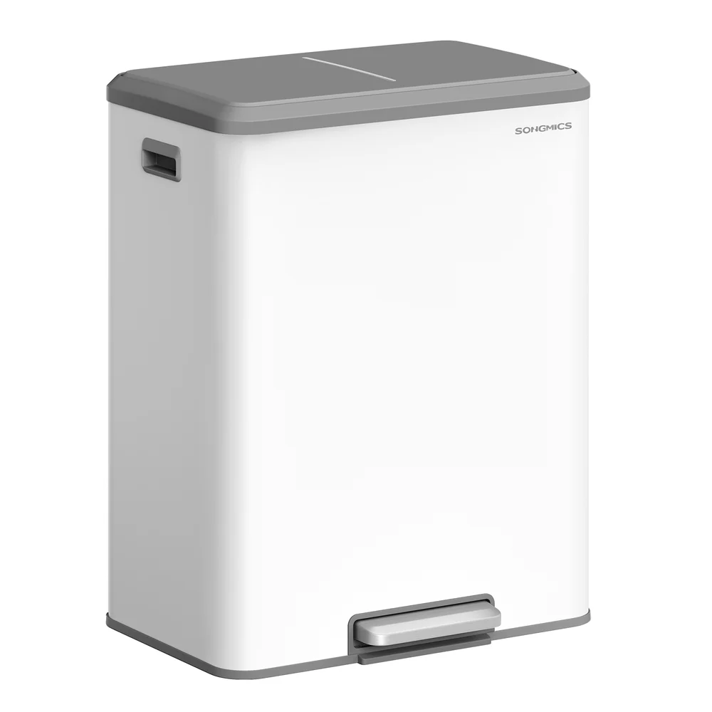 16 Gallon (2 x 8 Gal) Dual Trash Can, Stainless Steel, Soft-Close Lid