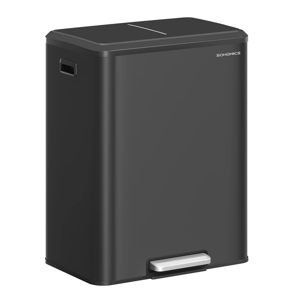 16 Gallon (2 x 8 Gal) Dual Trash Can, Stainless Steel, Soft-Close Lid - Image 2