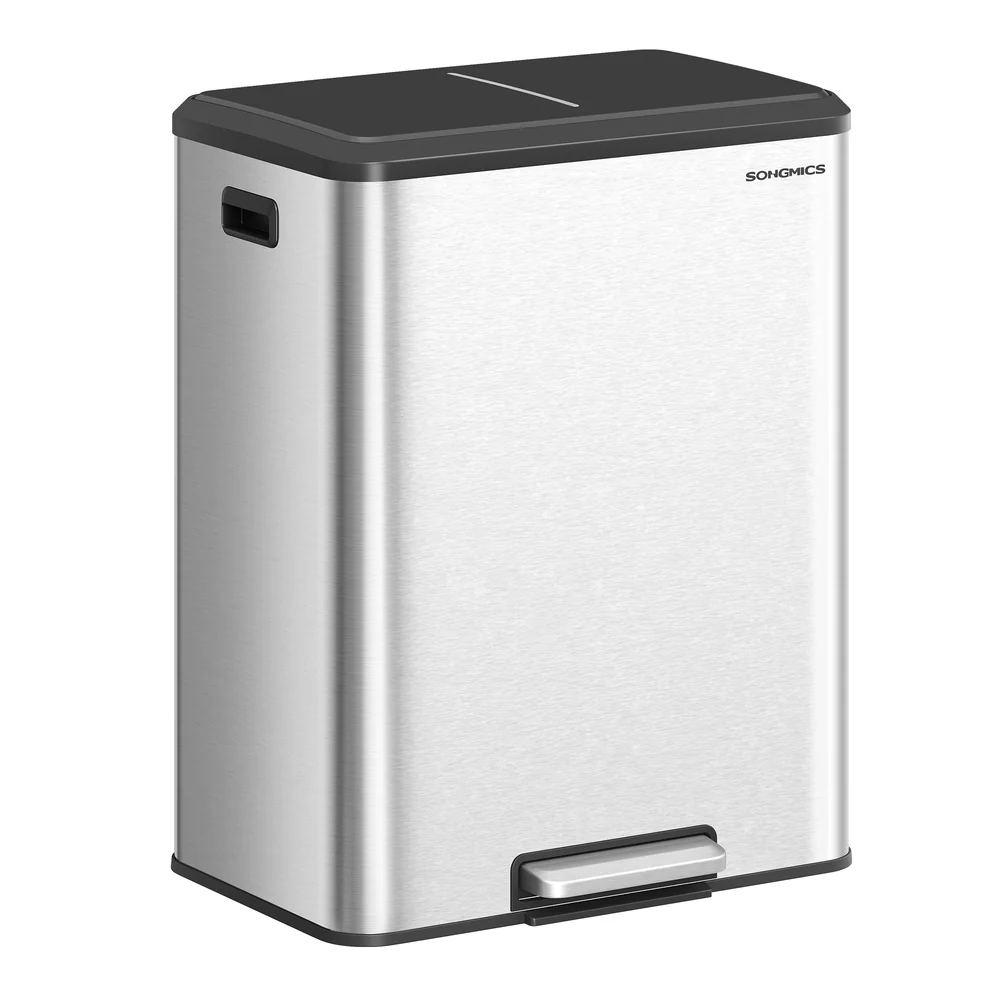 16 Gallon (2 x 8 Gal) Dual Trash Can, Stainless Steel, Soft-Close Lid - Image 3