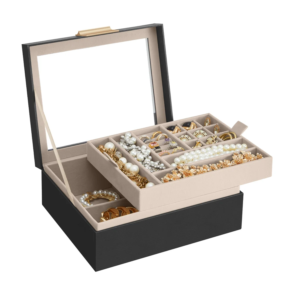 2-Layer Jewelry Box with Removable Tray - Image 2
