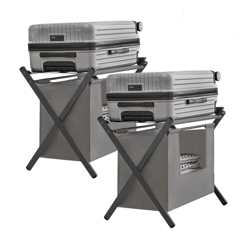 Set of 2 Luggage Racks, with Removable Laundry Bag