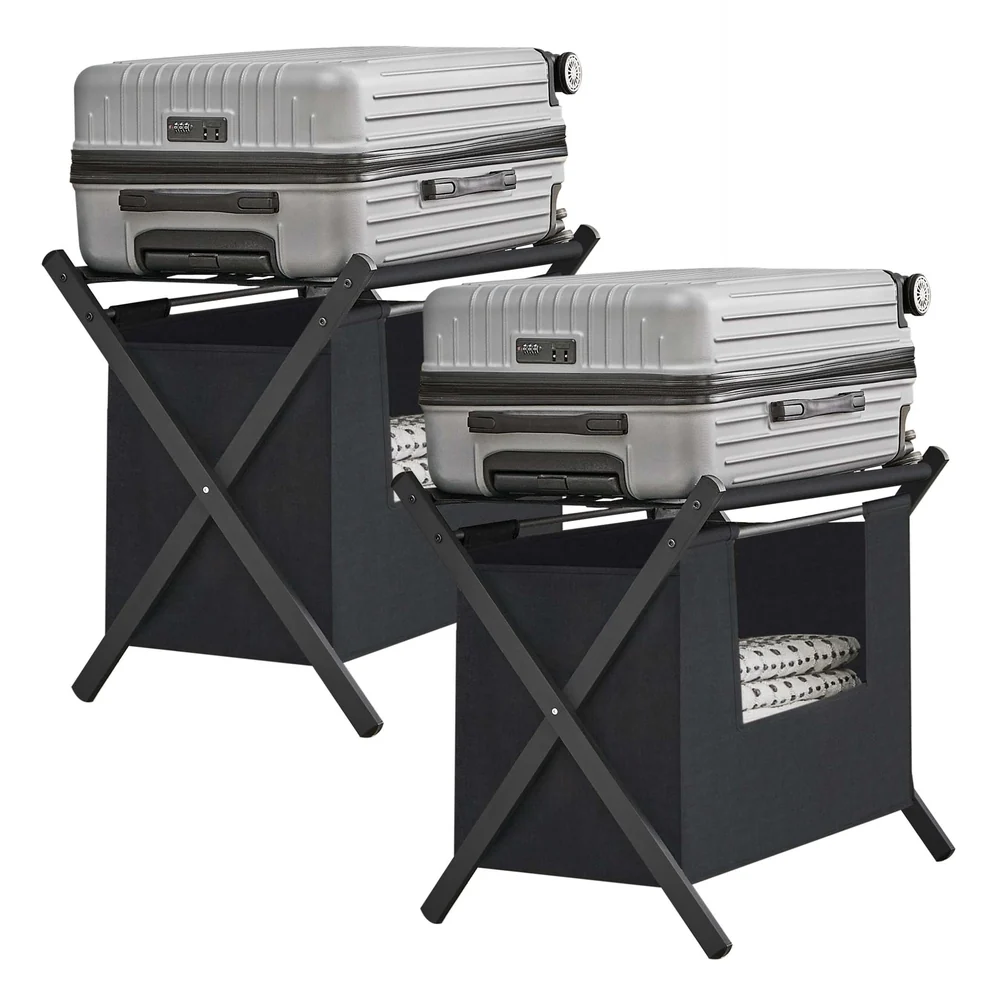 Set of 2 Luggage Racks, with Removable Laundry Bag - Image 2