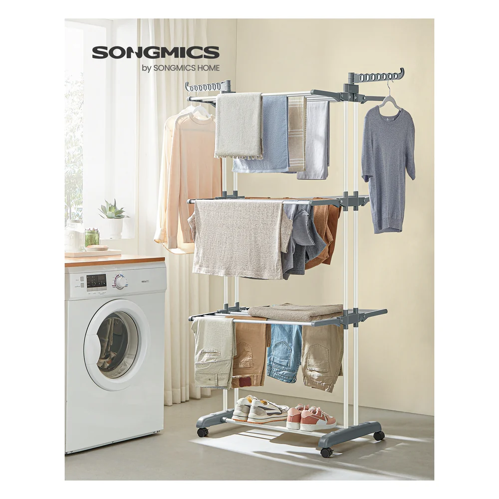 4-Tier Rolling Clothes Drying Rack Stand - Image 2