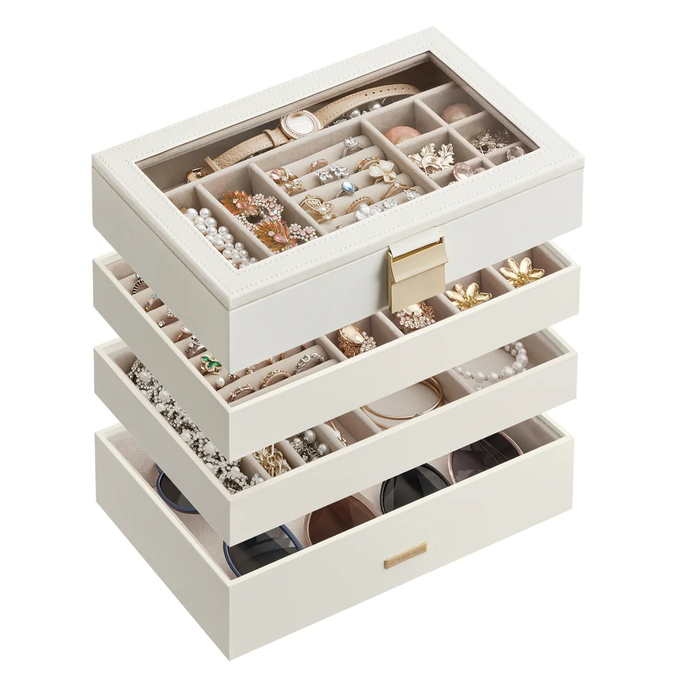 Stackable Jewelry Trays with Glass Lid - Image 2