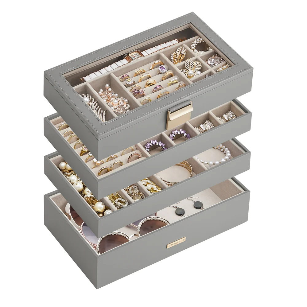 Stackable Jewelry Trays with Glass Lid - Image 5