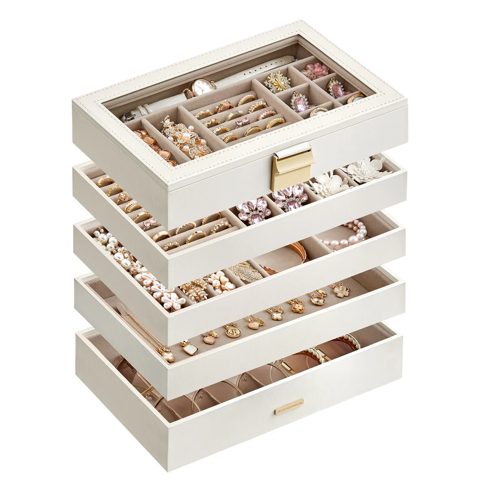 Stackable Jewelry Trays with Glass Lid - Image 6