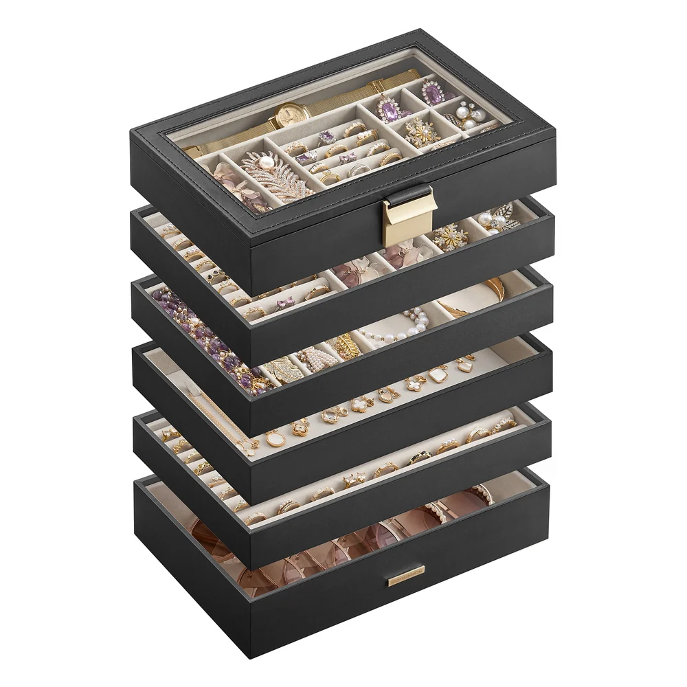 Stackable Jewelry Trays with Glass Lid - Image 8