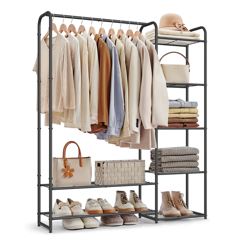44.1 Inch Large Portable Closet with Shelves Black