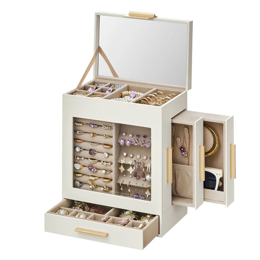 5-Layer Jewelry Box with 3 Side Drawers