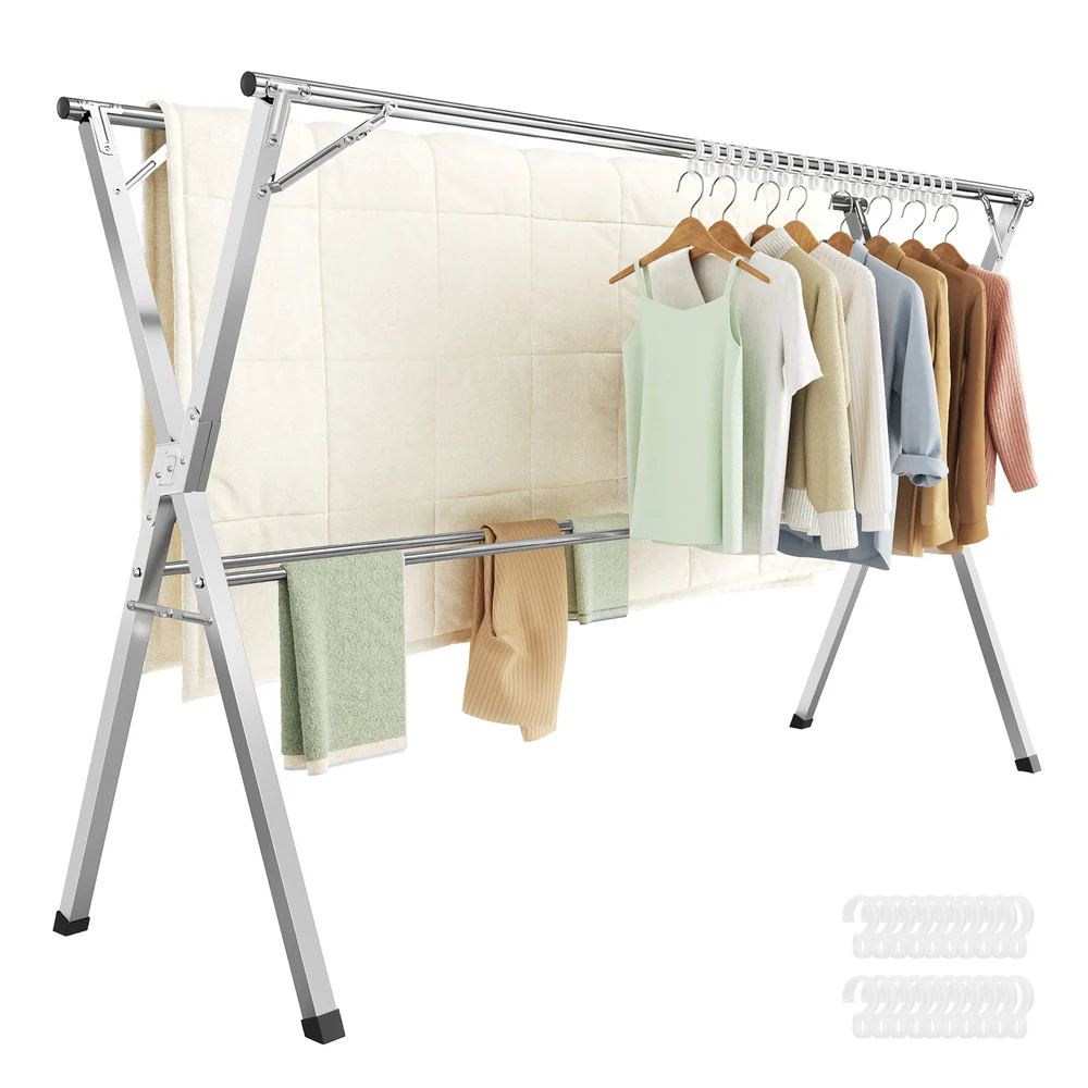 52.4"-78.7" Wide Extendable Clothes Drying Rack - Image 2