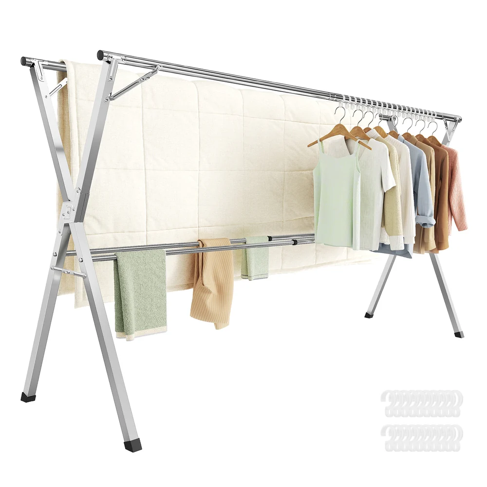 52.4"-78.7" Wide Extendable Clothes Drying Rack - Image 3