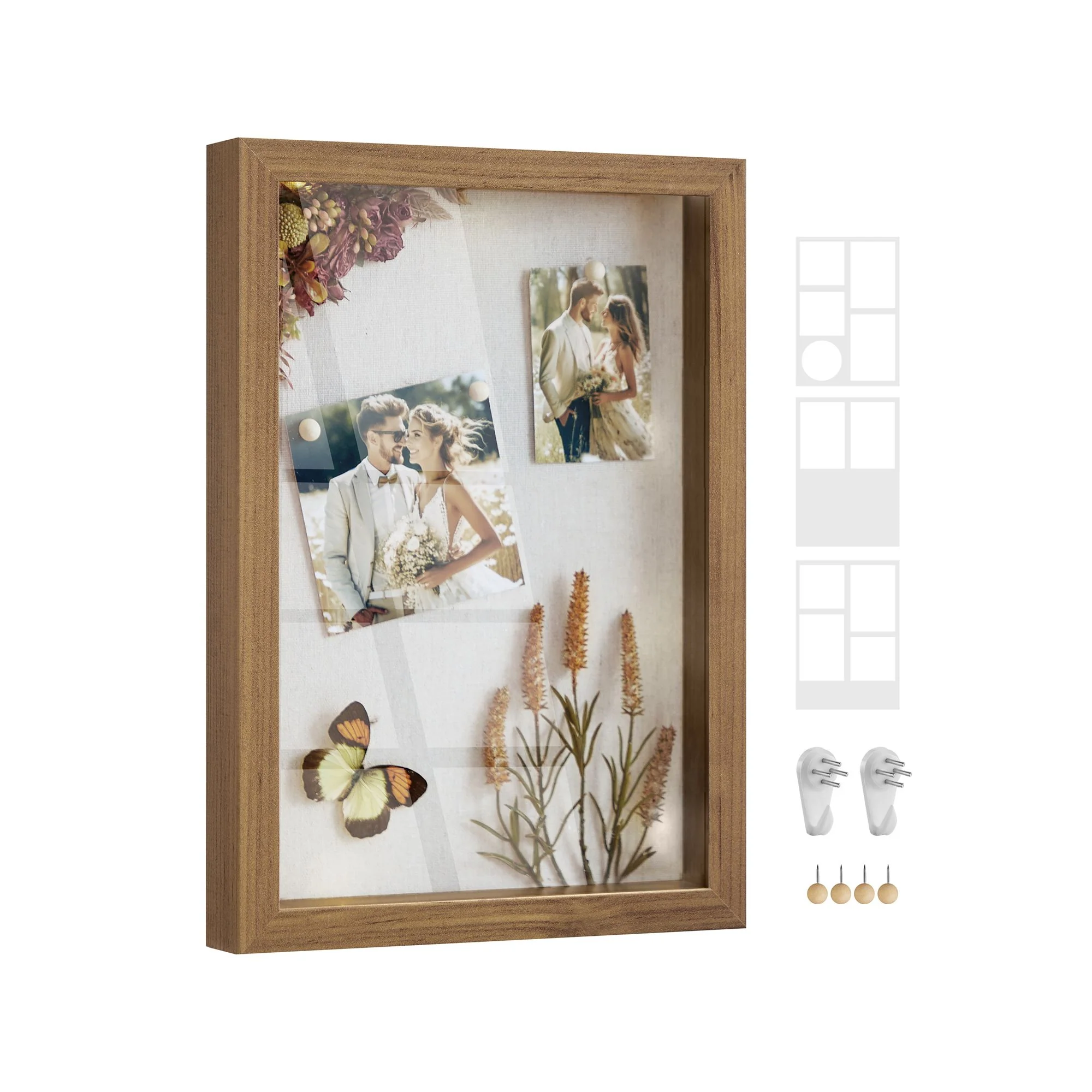 A4 Shadow Box Frame with Wood Push Pins - Image 2