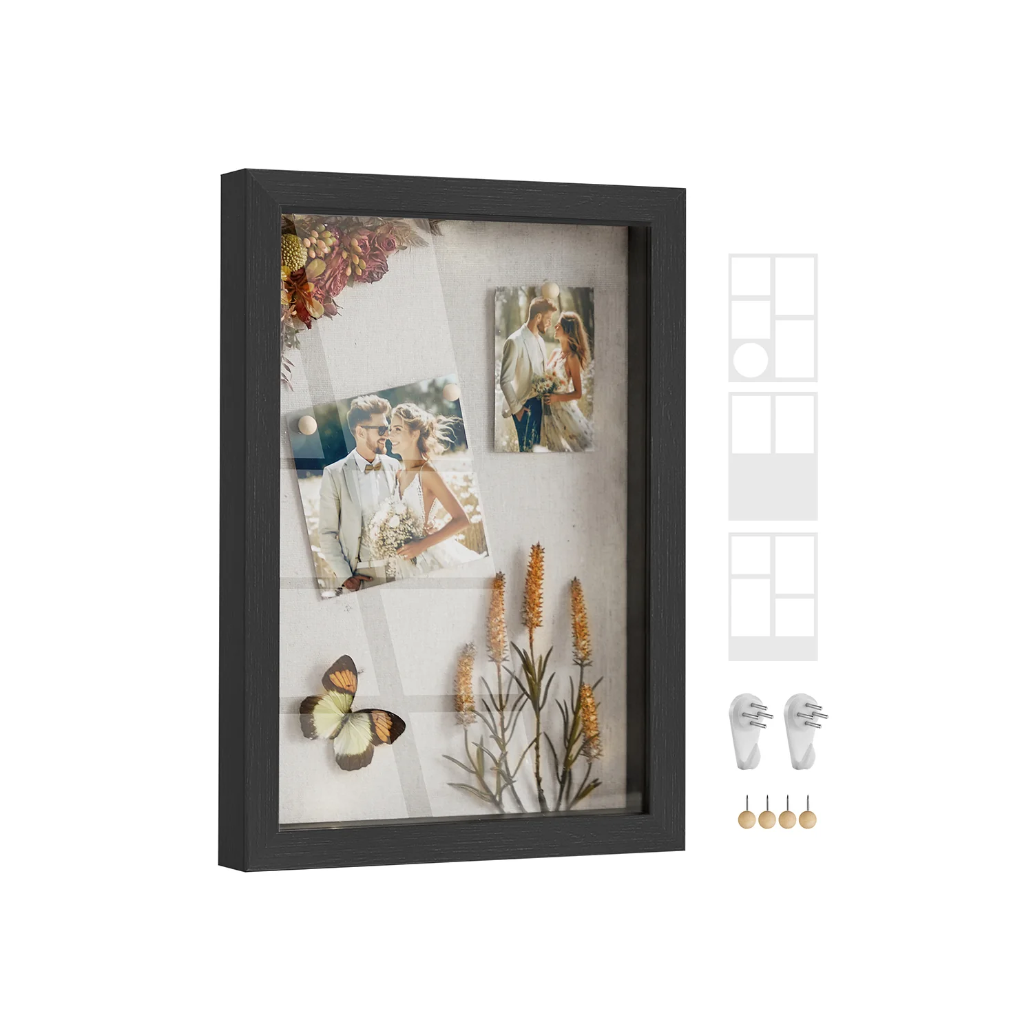 A4 Shadow Box Frame with Wood Push Pins - Image 3