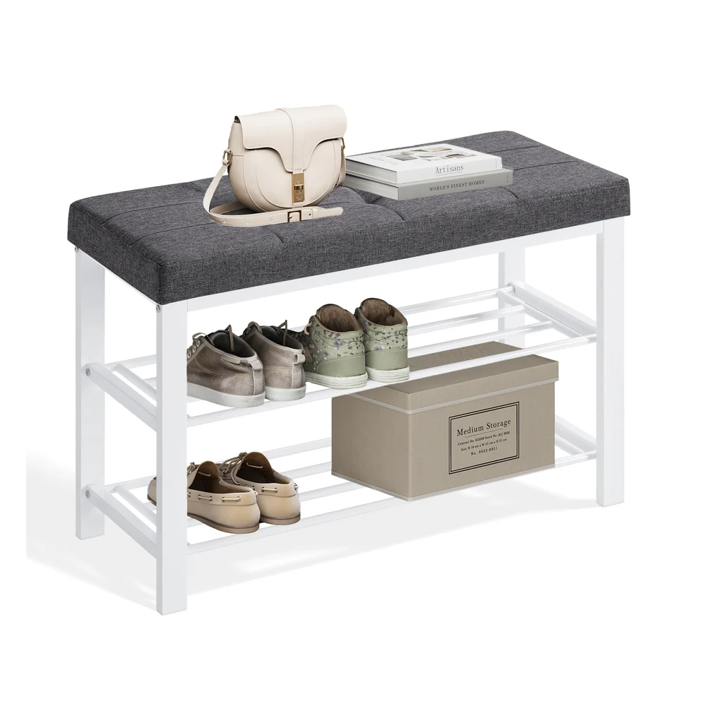 3-Tier Shoe Rack with Cushion, Modern Style - Image 3