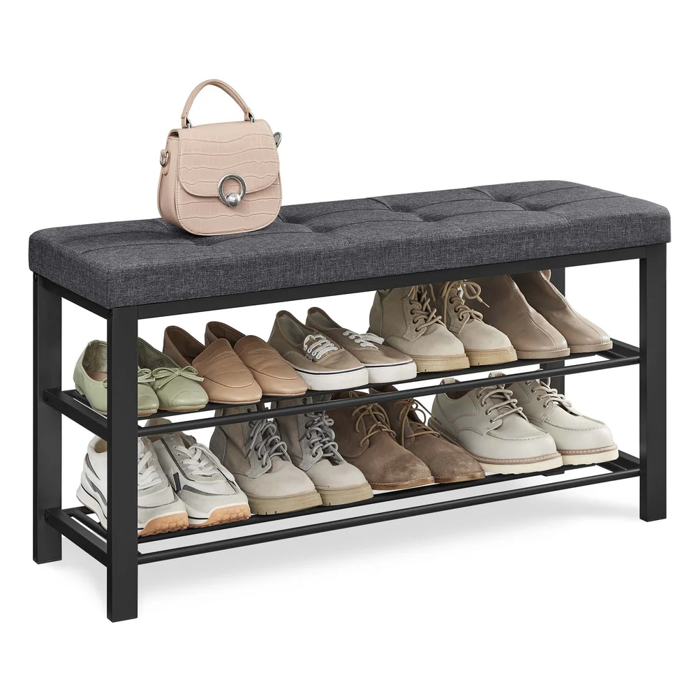3-Tier Shoe Rack with Cushion, Modern Style - Image 4
