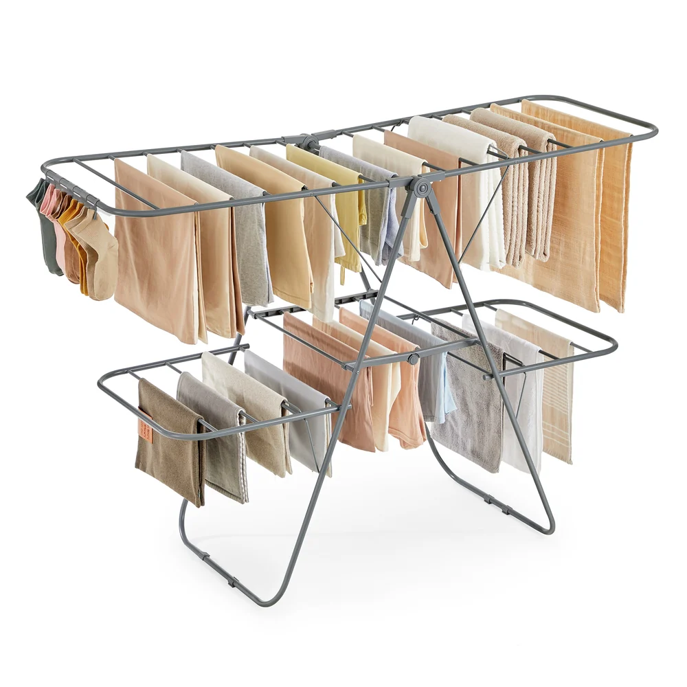 Clothes Drying Rack, Foldable 2-Level Laundry Drying Rack