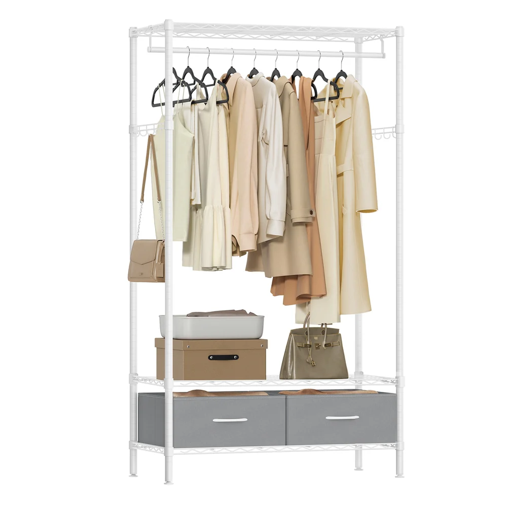 Clothes Rack with Mesh Shelf and Drawers - Image 2