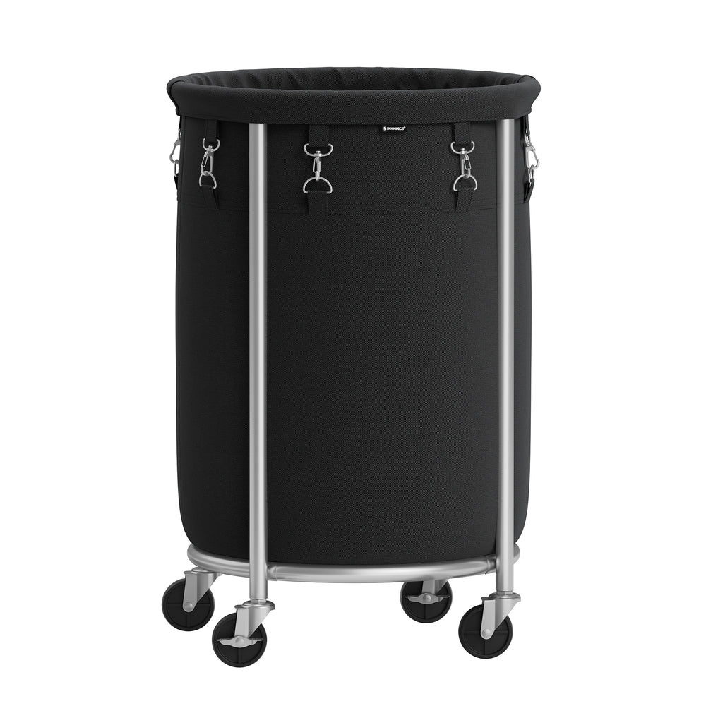 Round Laundry Basket on Wheels - Image 3