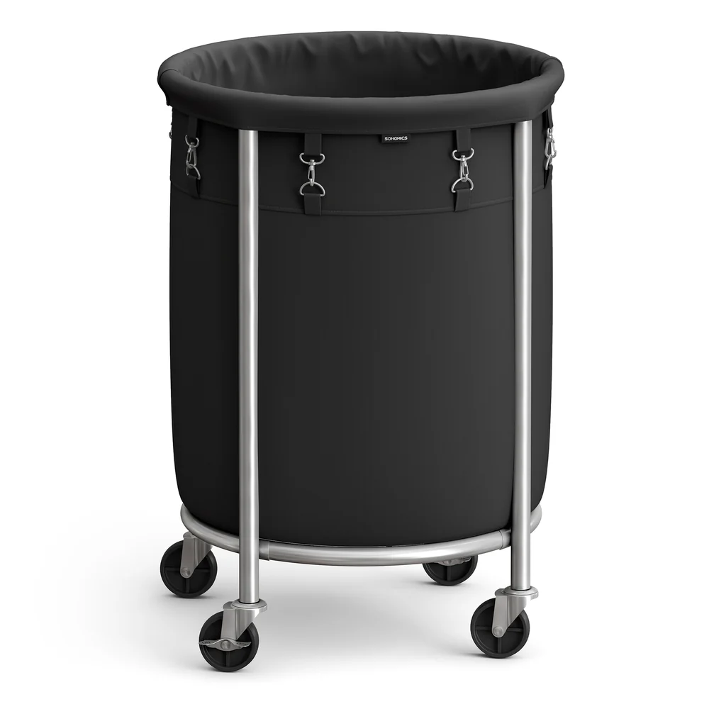 Round Laundry Basket on Wheels - Image 6