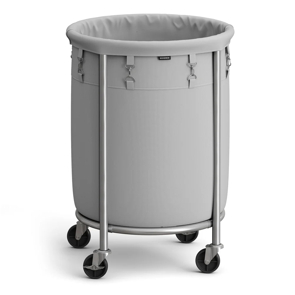 Round Laundry Basket on Wheels - Image 7