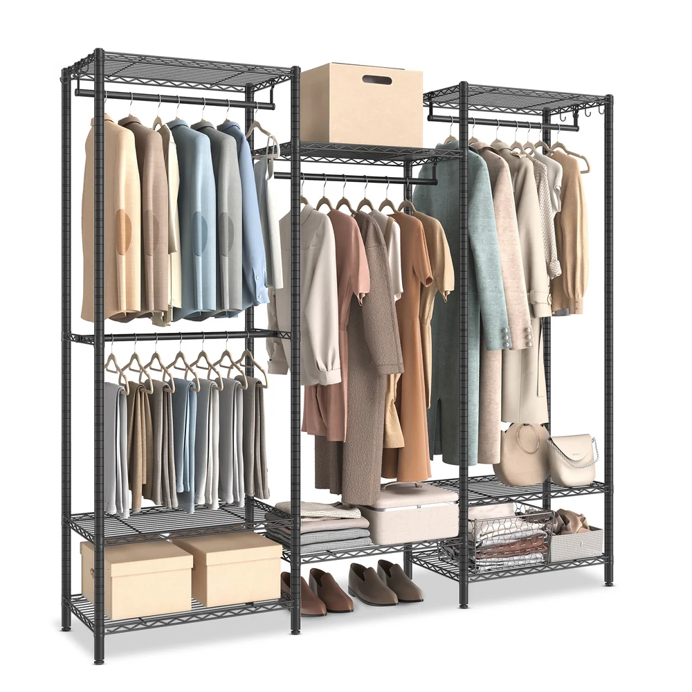 Dividable Clothing Rack with Adjustable Shelves and Hanging Rails - Image 2