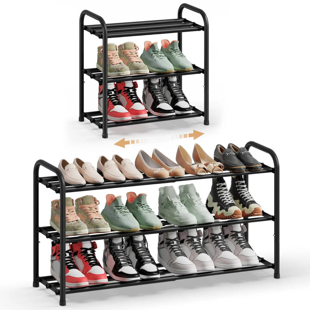 Expandable shoe rack adjustable organizer sturdy for entryway